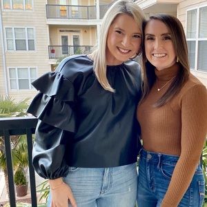 Olivaceous Black Leather Ruffle Top